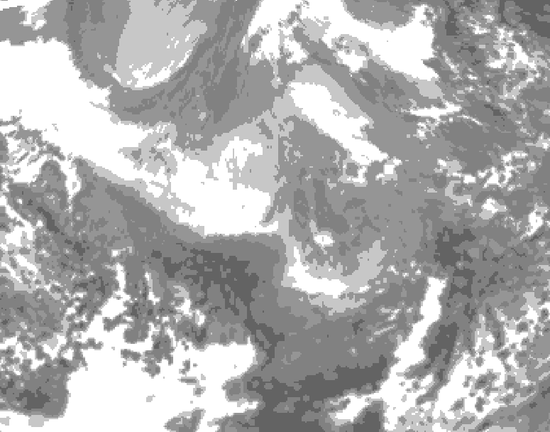 GDPS total cloud 216 hour forecast chart for Canada based on 2025/12/07 1200Z data