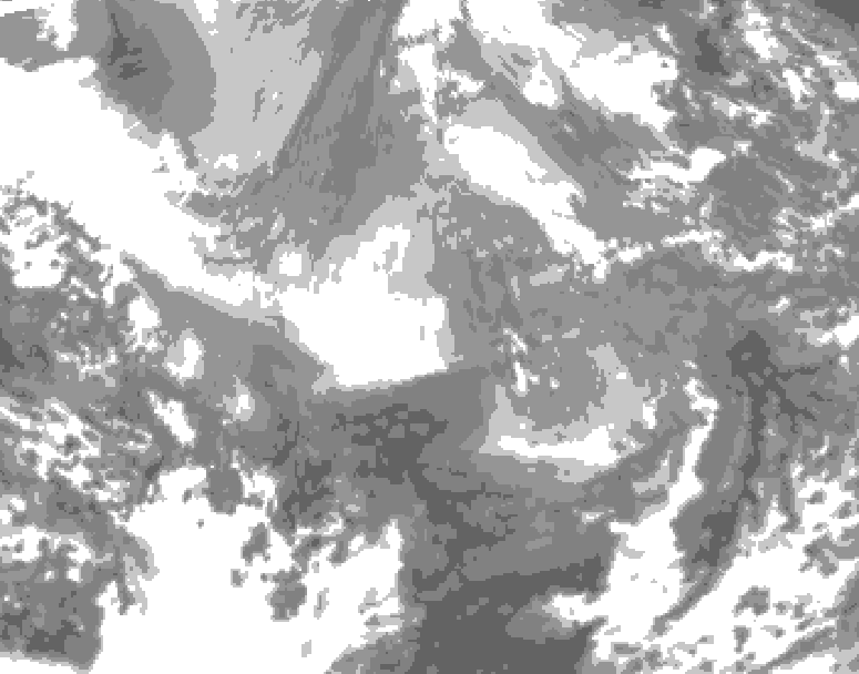 GDPS total cloud 222 hour forecast chart for Canada based on 2025/12/07 1200Z data