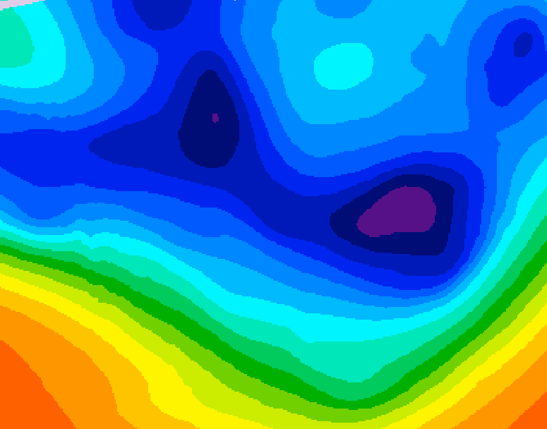GDPS 500 millibar geopotential height 018 hour forecast chart for Canada based on 2025/12/08 0000Z data