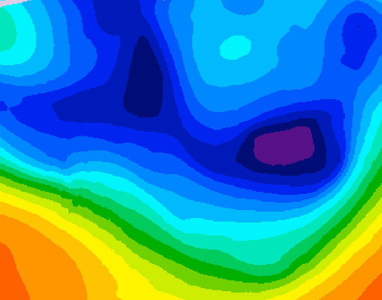 GDPS 500 millibar geopotential height 024 hour forecast chart for Canada based on 2025/12/08 0000Z data