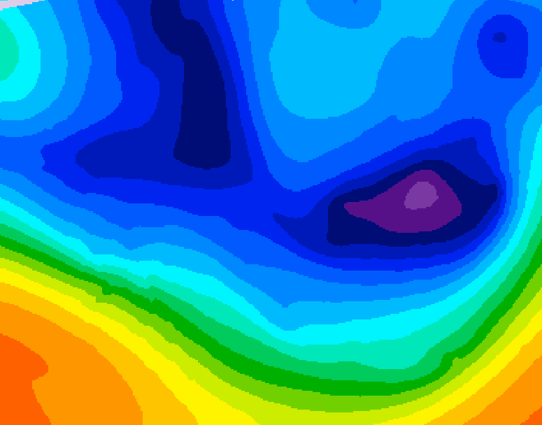 GDPS 500 millibar geopotential height 030 hour forecast chart for Canada based on 2025/12/08 0000Z data