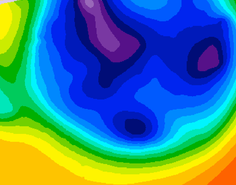 GDPS 500 millibar geopotential height 132 hour forecast chart for Canada based on 2025/12/08 0000Z data