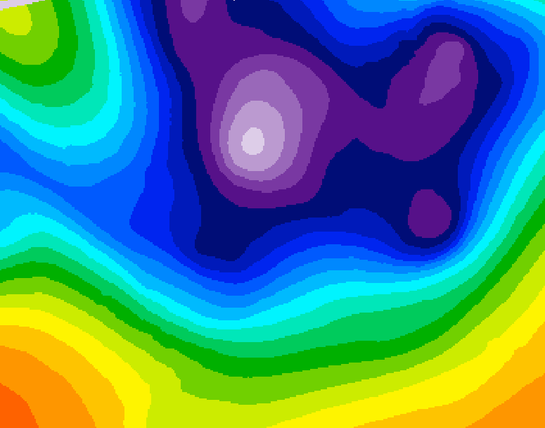 GDPS 500 millibar geopotential height 222 hour forecast chart for Canada based on 2025/12/08 0000Z data