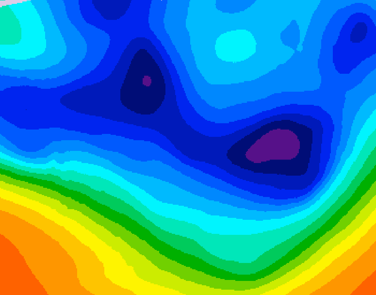 GDPS 500 millibar geopotential height 006 hour forecast chart for Canada based on 2025/12/08 1200Z data