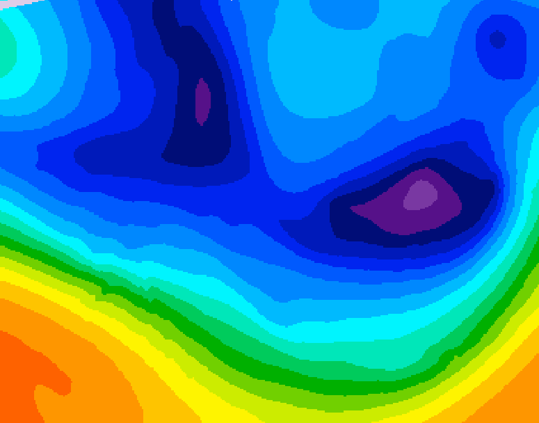 GDPS 500 millibar geopotential height 018 hour forecast chart for Canada based on 2025/12/08 1200Z data