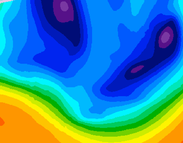 GDPS 500 millibar geopotential height 042 hour forecast chart for Canada based on 2025/12/08 1200Z data