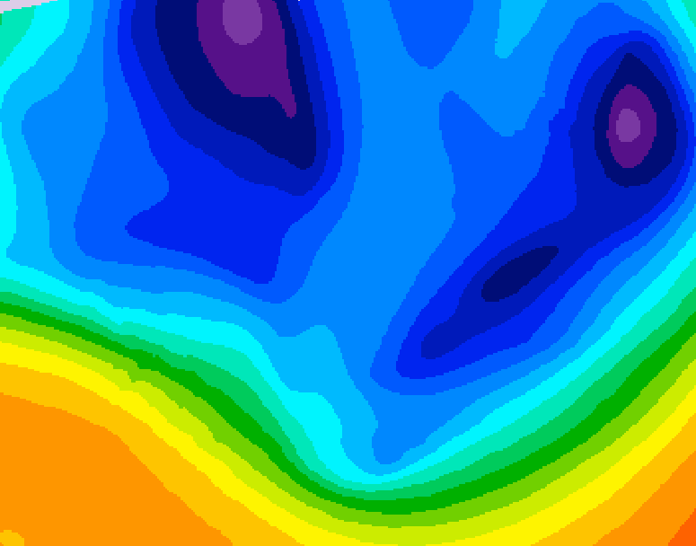GDPS 500 millibar geopotential height 048 hour forecast chart for Canada based on 2025/12/08 1200Z data