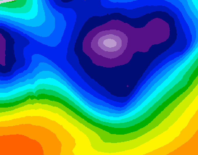 GDPS 500 millibar geopotential height 222 hour forecast chart for Canada based on 2025/12/08 1200Z data