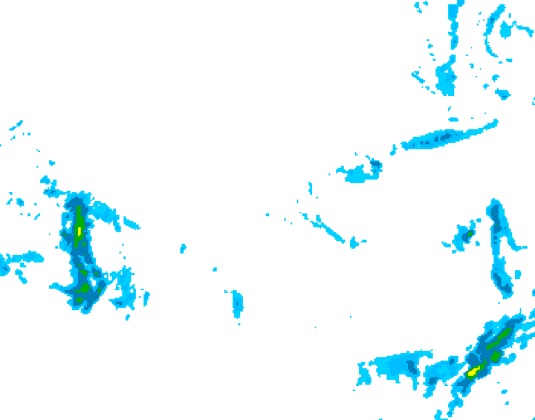 GDPS precipitation 018 hour forecast chart for Canada based on 2025/12/08 0000Z data