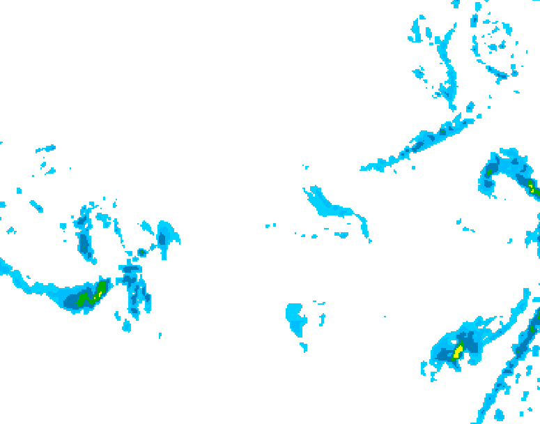 GDPS precipitation 018 hour forecast chart for Canada based on 2025/12/08 1200Z data