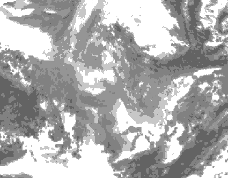 GDPS total cloud 006 hour forecast chart for Canada based on 2025/12/08 0000Z data