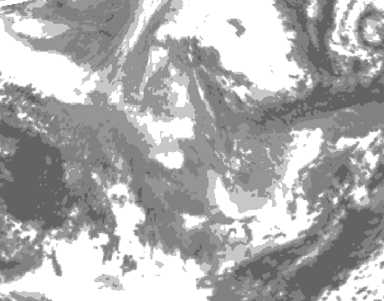 GDPS total cloud 012 hour forecast chart for Canada based on 2025/12/08 0000Z data