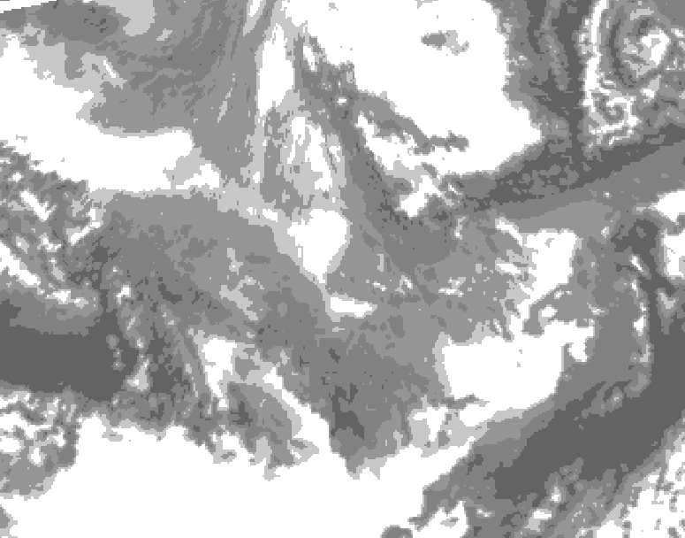 GDPS total cloud 024 hour forecast chart for Canada based on 2025/12/08 0000Z data