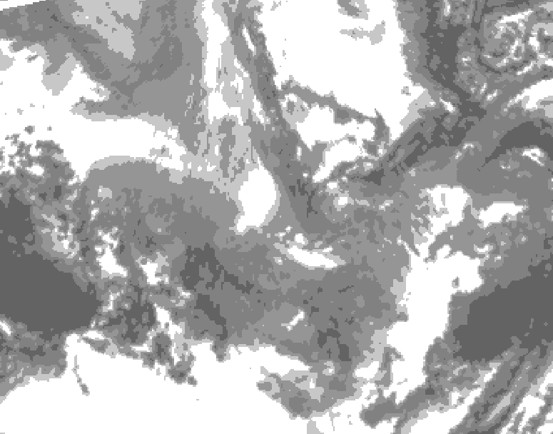 GDPS total cloud 036 hour forecast chart for Canada based on 2025/12/08 0000Z data