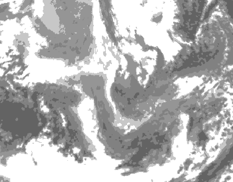 GDPS total cloud 060 hour forecast chart for Canada based on 2025/12/08 0000Z data