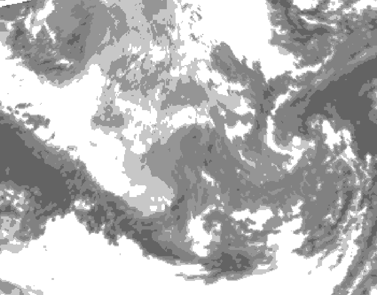 GDPS total cloud 102 hour forecast chart for Canada based on 2025/12/08 0000Z data