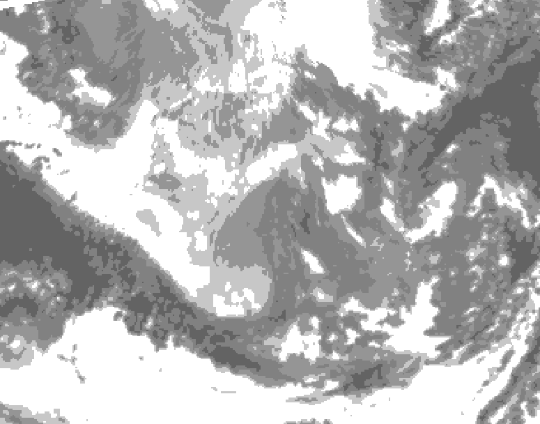 GDPS total cloud 108 hour forecast chart for Canada based on 2025/12/08 0000Z data