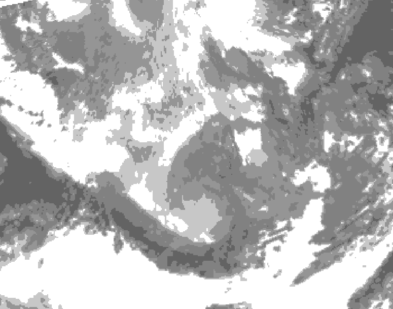 GDPS total cloud 120 hour forecast chart for Canada based on 2025/12/08 0000Z data