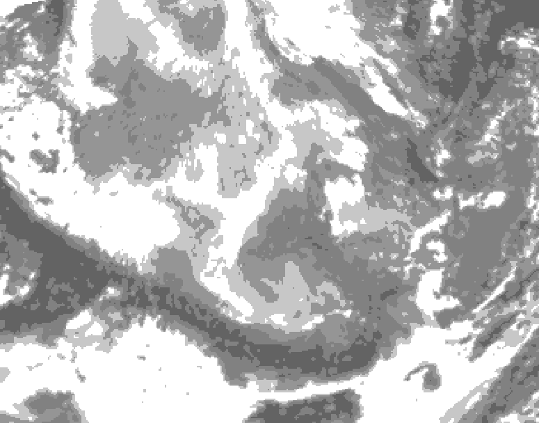 GDPS total cloud 132 hour forecast chart for Canada based on 2025/12/08 0000Z data