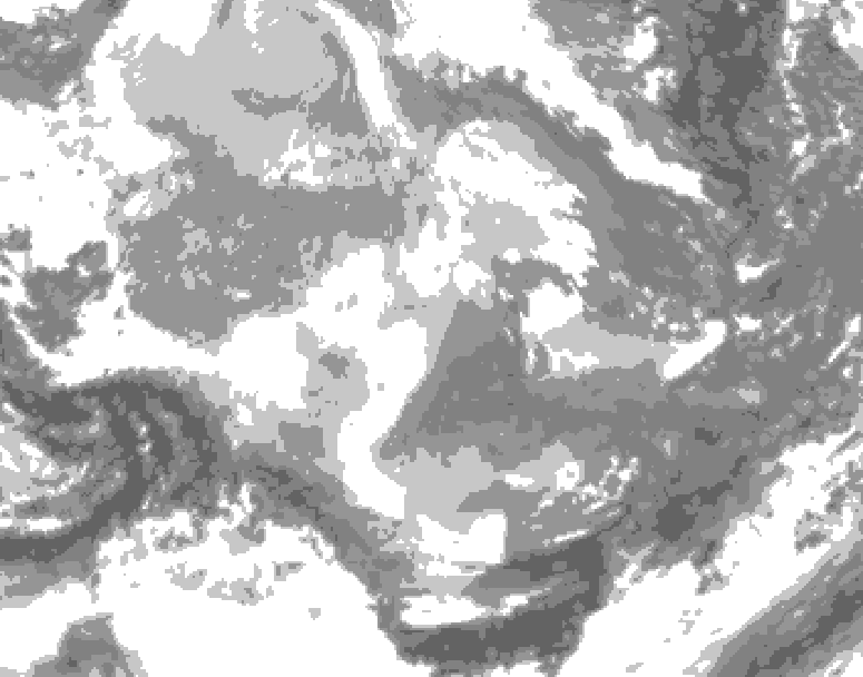 GDPS total cloud 144 hour forecast chart for Canada based on 2025/12/08 0000Z data
