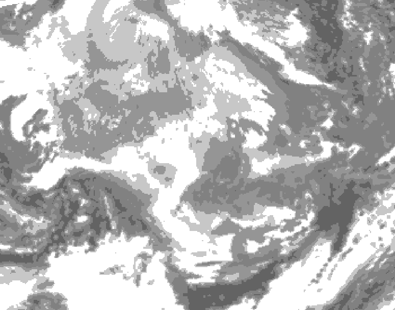 GDPS total cloud 150 hour forecast chart for Canada based on 2025/12/08 0000Z data