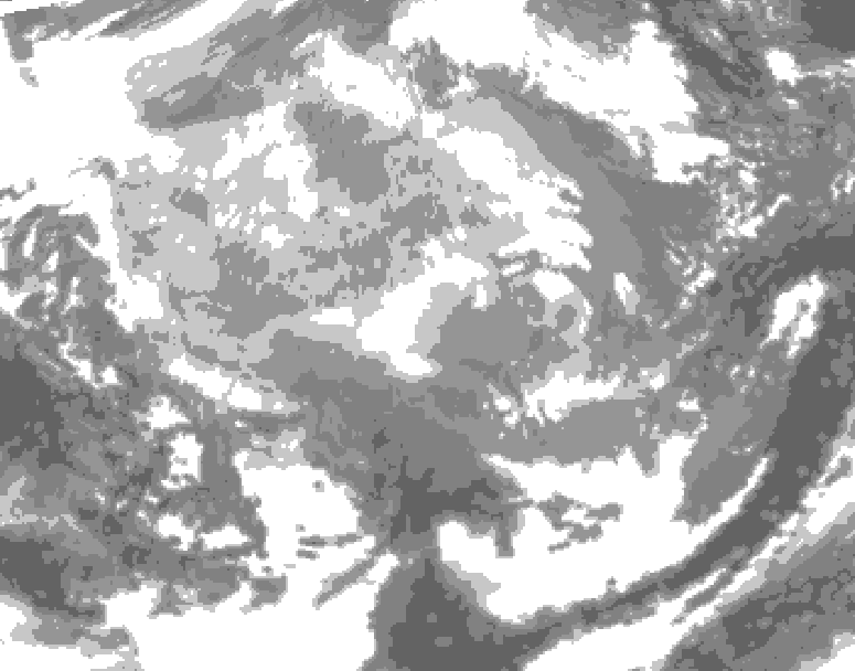 GDPS total cloud 168 hour forecast chart for Canada based on 2025/12/08 0000Z data
