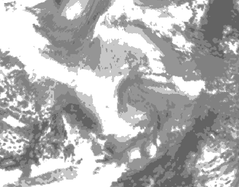 GDPS total cloud 198 hour forecast chart for Canada based on 2025/12/08 0000Z data