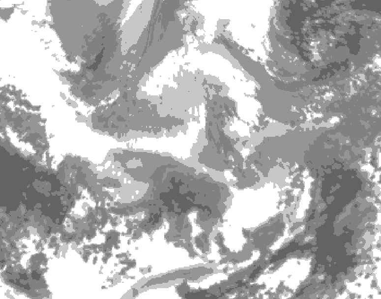 GDPS total cloud 216 hour forecast chart for Canada based on 2025/12/08 0000Z data