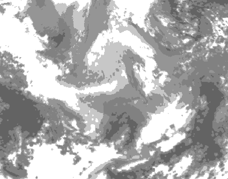 GDPS total cloud 222 hour forecast chart for Canada based on 2025/12/08 0000Z data