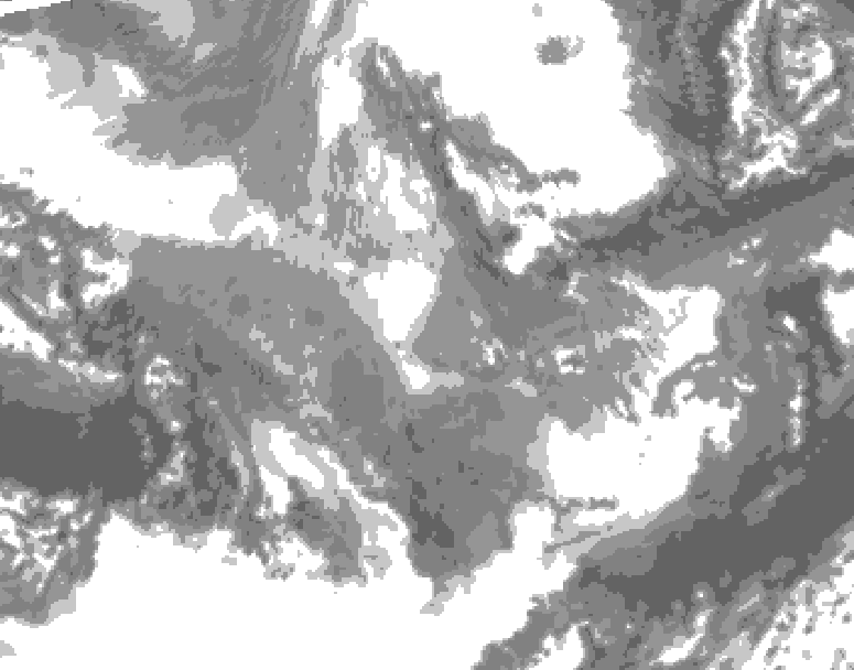 GDPS total cloud 012 hour forecast chart for Canada based on 2025/12/08 1200Z data