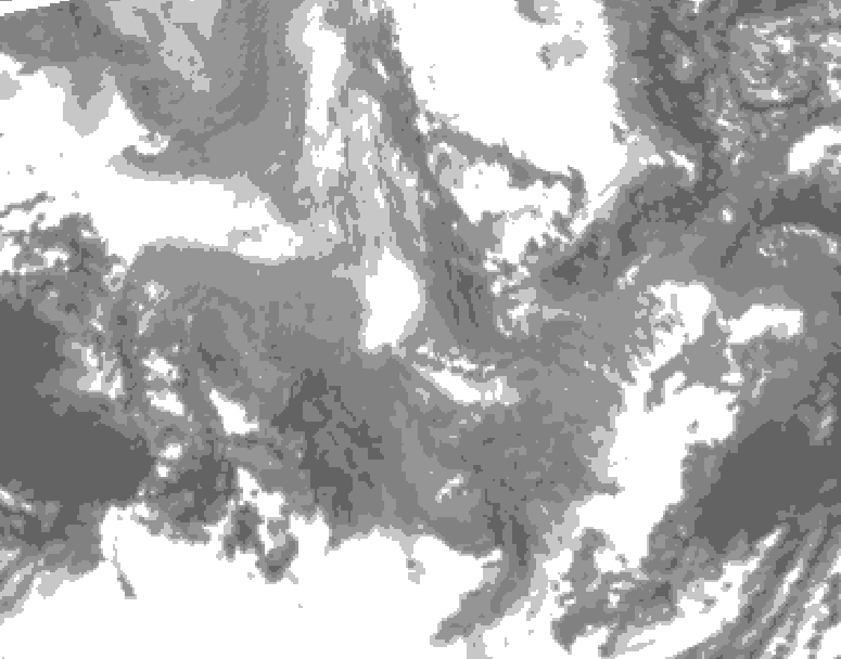 GDPS total cloud 024 hour forecast chart for Canada based on 2025/12/08 1200Z data