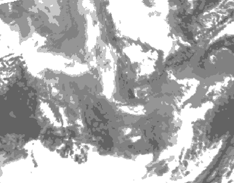 GDPS total cloud 030 hour forecast chart for Canada based on 2025/12/08 1200Z data