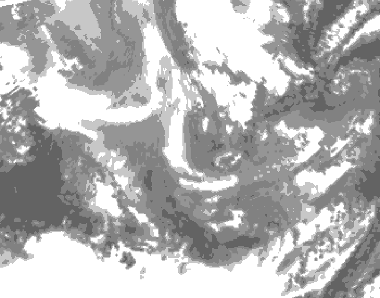 GDPS total cloud 036 hour forecast chart for Canada based on 2025/12/08 1200Z data