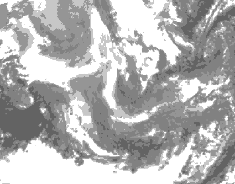 GDPS total cloud 042 hour forecast chart for Canada based on 2025/12/08 1200Z data