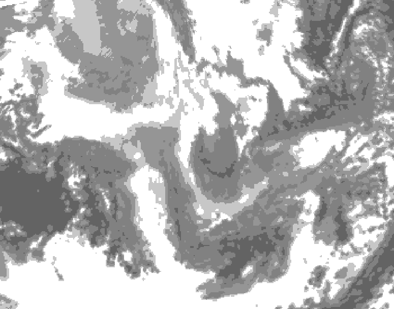 GDPS total cloud 048 hour forecast chart for Canada based on 2025/12/08 1200Z data