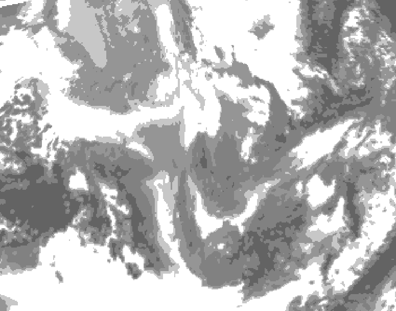 GDPS total cloud 054 hour forecast chart for Canada based on 2025/12/08 1200Z data