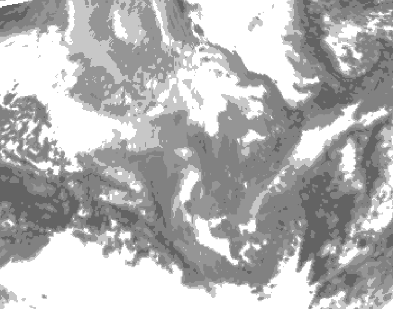 GDPS total cloud 066 hour forecast chart for Canada based on 2025/12/08 1200Z data