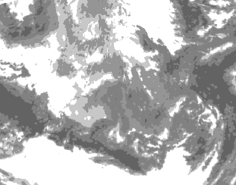 GDPS total cloud 084 hour forecast chart for Canada based on 2025/12/08 1200Z data