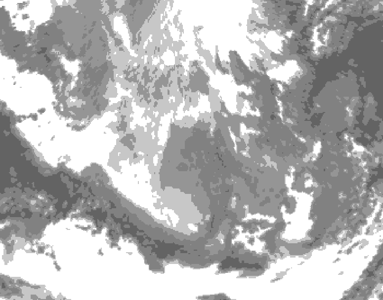 GDPS total cloud 102 hour forecast chart for Canada based on 2025/12/08 1200Z data