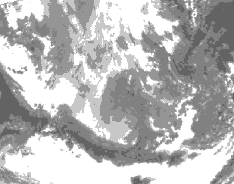 GDPS total cloud 108 hour forecast chart for Canada based on 2025/12/08 1200Z data