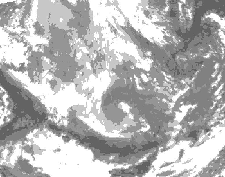 GDPS total cloud 120 hour forecast chart for Canada based on 2025/12/08 1200Z data