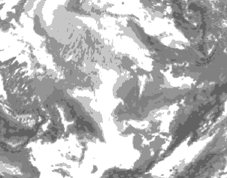 GDPS total cloud 144 hour forecast chart for Canada based on 2025/12/08 1200Z data