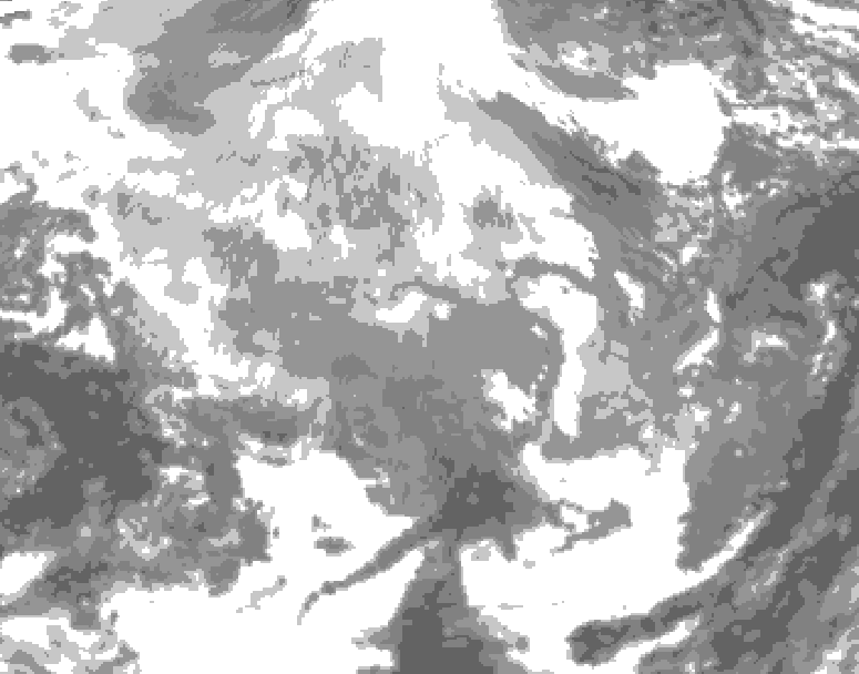 GDPS total cloud 162 hour forecast chart for Canada based on 2025/12/08 1200Z data