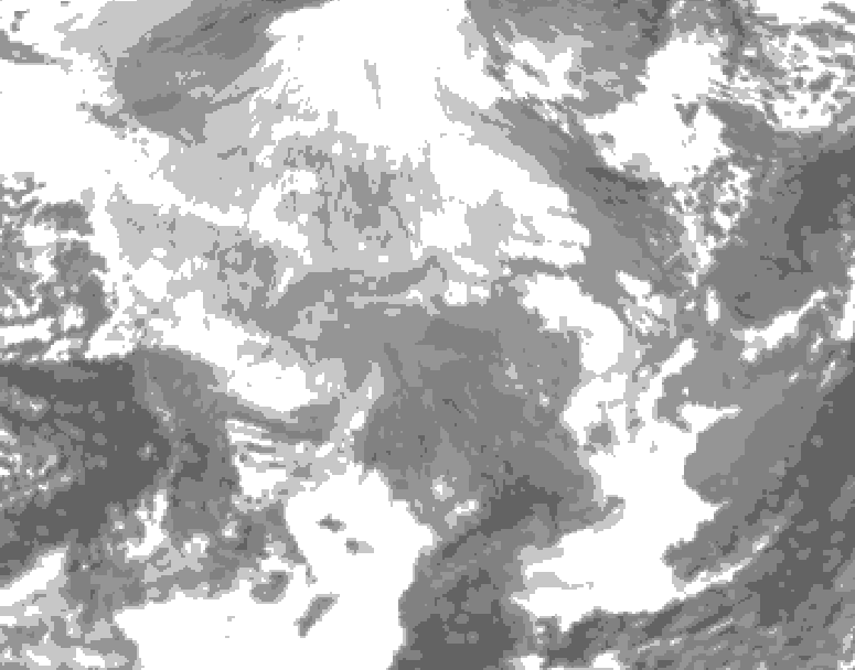 GDPS total cloud 168 hour forecast chart for Canada based on 2025/12/08 1200Z data
