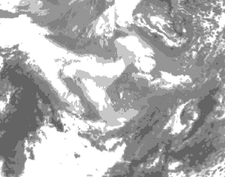 GDPS total cloud 216 hour forecast chart for Canada based on 2025/12/08 1200Z data