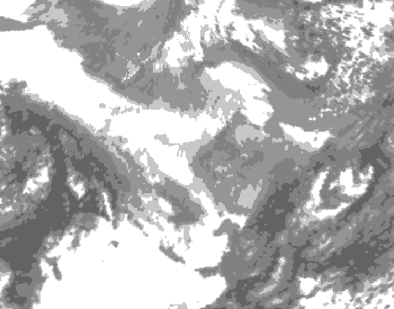 GDPS total cloud 222 hour forecast chart for Canada based on 2025/12/08 1200Z data