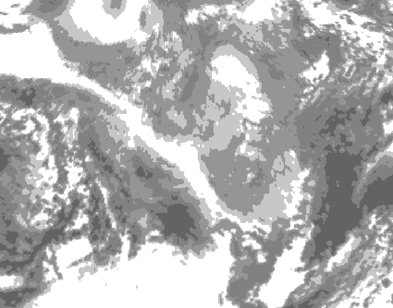 GDPS total cloud 240 hour forecast chart for Canada based on 2025/12/08 1200Z data