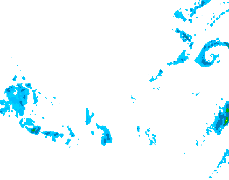 GDPS precipitation 018 hour forecast chart for Canada based on 2025/12/09 0000Z data