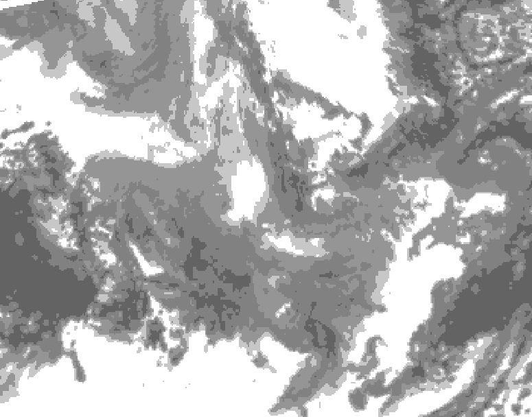 GDPS total cloud 012 hour forecast chart for Canada based on 2025/12/09 0000Z data
