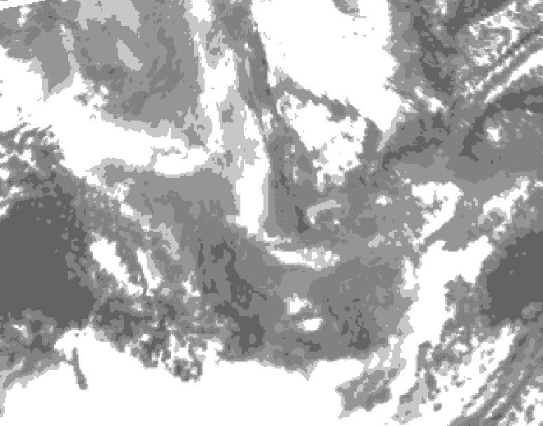 GDPS total cloud 018 hour forecast chart for Canada based on 2025/12/09 0000Z data